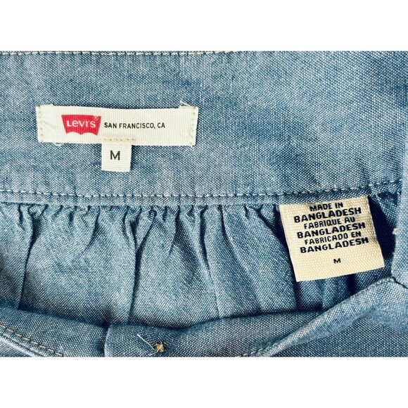 Levi's Amber Long Sleeve Blouse Square Neck Shirt 100% Cotton Flowy Medium - Picture 7 of 14